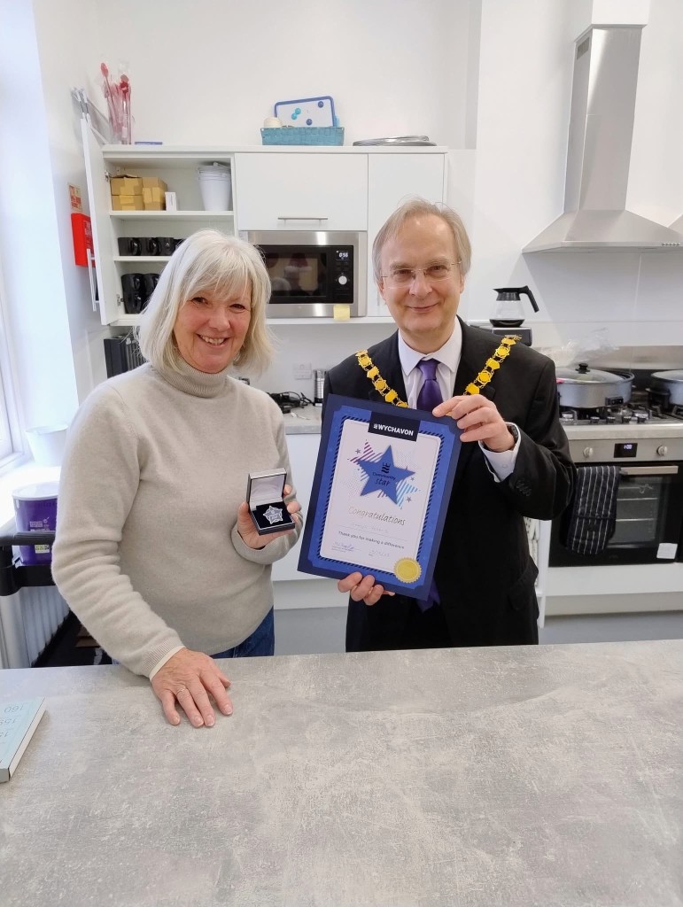 Cheryl Peters at her celebration event with Mark Goodge